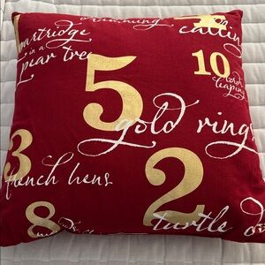 Christmas Countdown Festive Red and Gold Holiday Pillow New ✨